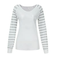Samickarr Žene proljeće moda V-izrez Stripeta labavi ispisani patchwork bluza vrhova pulover