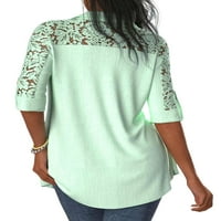 Nizine za žene majice spuštaju bluzu za bluzu, ležerna tunika majica rever retter green 4xl