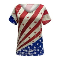 Jsaierl ženska majica 4-jula Patriotske zvijezde i pruge Grafički tees plus veličina slatka V rect majice
