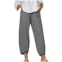 Žene Ležerne prilike Comfy Loose High Sheik Ljeto Pamučne labave duge ravne hlače na otvorenom Activewear