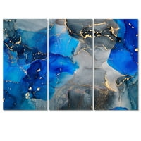 Art DesimanArt Plavi i crni luksuzni apstraktni tekućina umjetnost Moderna platna zidna umjetnost otisak