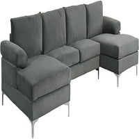Moderan sekcial kauč u obliku baršunasta kauč sa ekstra širokim ležaljkama crnom bojom
