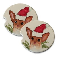 KuZmark Sandstone Car Rid Coaster - Božić Chihuahua u Santa šeširu Art Art odbij svaki