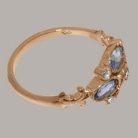 Britanci napravio 14k ružin zlato Real Prirodni dijamant i tanzanitni ženski zaručni prsten - Opcije