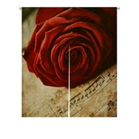 Crvena ruža Vintage Music Listovi Japanski noren zavjesa za zavjese od prozora za zavjese za zavjese