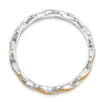 Le & Lu Sterling Silver Silver Spackanje Narančasti Enamel prsten LAL7610