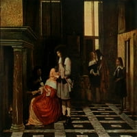 Lady igranje karte prije požara povijesti slikarskih plakata ispisa Peter de Hooch