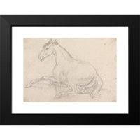 James Seymour Black Modern Framed Museum Art Print pod nazivom - konj koji leži