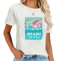 Ženski grafički tee sa miami plažom za plažu - udobna i modna majica kratkih rukava
