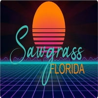 Sawgrass Florida Frižider Magnet Retro Neon Dizajn