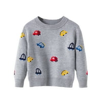 Toddler Boys Girls Crtani automobili Ispisuje džemper sa okruglim vratom dugim rukavima toplo pleteno