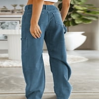 Ženske pantalone za jesenje ležerne prilične hlače za noge udobne hlače sa širokim nogama sa džepovima