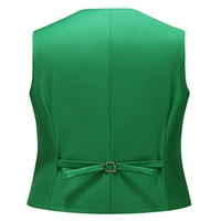 Muški poslovni haljina prsluka Čvrsta boja u boji V izrez odijelo prsluk muške modne zabave zeleno l