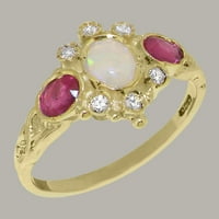 Britanci napravio 18k žuto zlato prirodno opal rubin kubični cirkonijski ženski osnivački prsten - Opcije