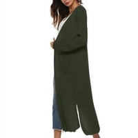 MANFITER ženski dugi rukav otvoren prednji dukseri džemper sa džepovima Green M