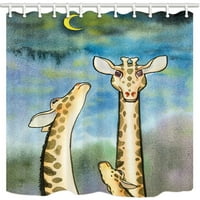 Vodeni konor Lijep crtić žirafe na plavom nebu sa pozadinskim porijeklom porijeklom poliesterske tkanine
