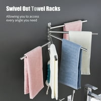 Zakrenite regali ručnika sa kukama 2-šipke Sklopivi ručnik ručnika za kupanje zidni nosač ručnika za
