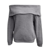 Daznicone džemperi za žene Žene Jesen i zima Ležerna Casual Moda Solidna boja od džemper s ramena Sive