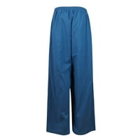Eczipvz gaćice za žene ženske casual široke noge labave pantalone prugaste hlače visoke struke plave,