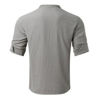 Haxmnou Muška košulja Collar pamuk posteljina Print Fashion Top bluza Labavi dugi rukav Dugme top košulja