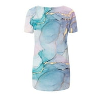 Aurouralne žene vrhovi ljetni ženski modni tiskani majica kratkih rukava bluza okrugli vrat casual vrhovi