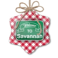 Ornament tiskani jedno strani zeleni znak Dobrodošli u Savannah Christmas Neonblond