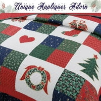 Ugodna linija Početna Fashions Happy Christmas 2-komadni pamučni posteljini za posteljinu, prekrivač