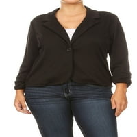 Ženska plus veličina Osnovna casual gumba Čvrsta gornja odjeća Mlazer napravljena u SAD-u
