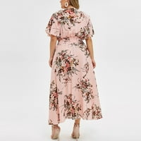 Asdoklhq Womens Maxi haljina za čišćenje ispod 12 dolara, plus veličine Žene cvjetno tiskane ležerne