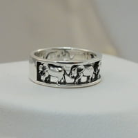 Slonov prsten - Sterling srebrna - zoološki životinjski slon nakit safari * novi *