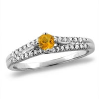 14K žuti zlatni prirodni citrizirani prsten za prsten za angažman krug, veličina 5.5