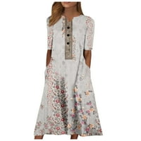 Feternsko žensko ljeto Ležerne prilike za ispis modne V-izrez kratkih rukava s kratkim rukavima suknja