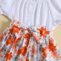 Rovga casual haljine za djevojke s kratkim rukavima cvijet za patchwork haljina za patchwork haljina