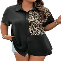 Ležerna leopardska majica s kratkim rukavima Black Plus Bluze