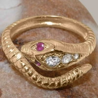 Britanci napravio je 10k ružični zlatni prirodni dijamant i rubin ženski prsten - veličine opcije -