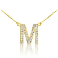 14K Zlatna slova M Diamond Početna monogram ogrlica: 16