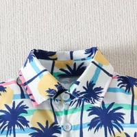 Lovskoo Toddler Boys Summer Hawaii odijelo za bebe odjeću Cvjetna košulja kratkih rukava s bijelim majicama
