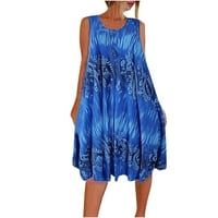 Yuwull Plus Veličina haljina za ženske haljine s kauzalnim bohom print ženske rukavice okrugle vrat