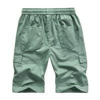 Caveitl Muške atletske kratke hlače, Ležerne prilike Casuflage Panel Sportske džepove Teretne hlače Pamuk obrezane kratke hlače zeleno