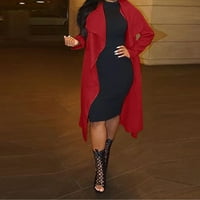 Vedolay kaput za žene Slim Fit Gumb niz dugih rukava modne casual jakne, crvene m