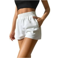 Chueow ženske šarene hlače u obliku kafe casual elastičnih struka Sportske labave kratke hlače