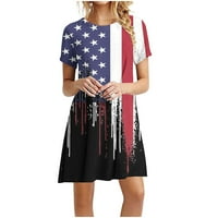 Ženska američka zastava Star Striped haljina Ljetne haljine 4. srpnja haljina na morskoj haljini za
