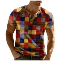 Muška košulja Muška tiskana majica na otvorenom retro gumb Labavi kratki rukav Top Gold XL