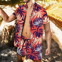 Muška košulja cvijeća Havajski setovi gumb niz majicu kratkih rukava i kratke hlače Ljetna casual plaža