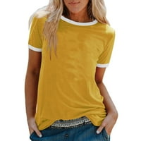 Košulje za žene Modni ispis O-izrez Loose s kratkim rukavima, bluza s kratkim rukavima Top Yellow XXL