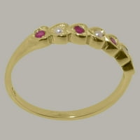 British napravio 9K žuti zlatni kultivirani biser i rubin ženski vječni prsten - Opcije veličine - veličine