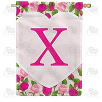 Amerika Zastave Monogram Pismo Kućna zastava - Ružičaste ruže, sretan dan zaljubljenih ružičasti ružine