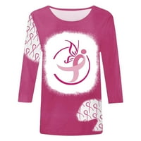 CLLios majice za dojke za žene ružičaste vrpce Grafičke teene Funny rukave Dressy Casual Bluze Inspiration