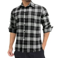 Entyinea Flannel majica za muškarce Classic Dugim rukavima na dugim rukavima dolje majica sa džepom