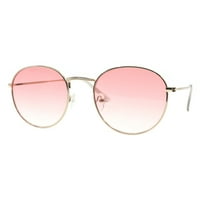 Unise okrugle sunčane naočale Lite tanki zlatni metalni panto okvir ružičasti objektiv UV 400